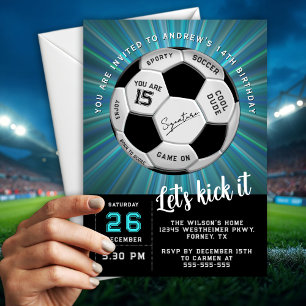 Modern Custom Soccer Ball  Birthday Fully Editable Invitation