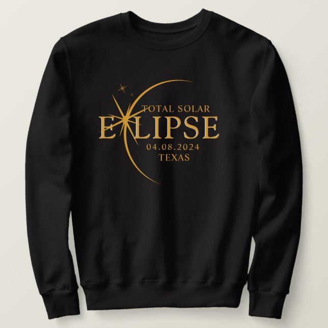 Modern Custom State 2024 Texas Total Solar Eclipse Sweatshirt (Design Front)