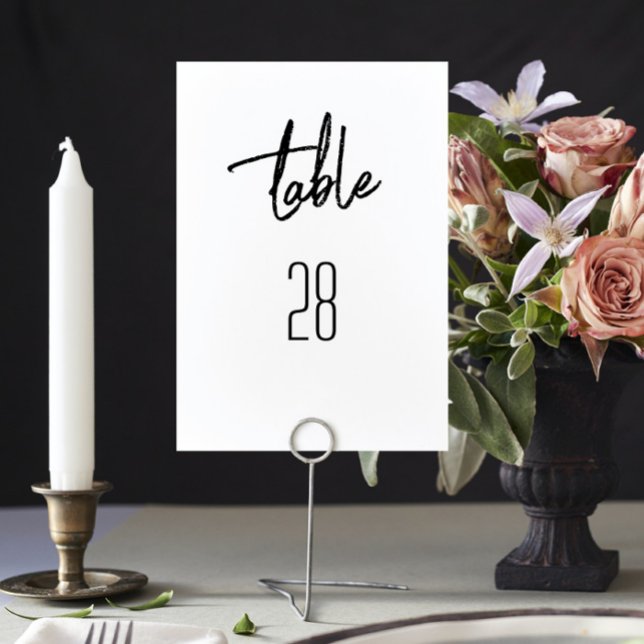Modern Custom Stylish Black White Wedding Table Number (Creator Uploaded)