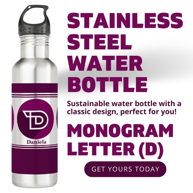Modern Custom Stylish Name Monogram Letter (D) 710 Ml Water Bottle (Creator Uploaded)