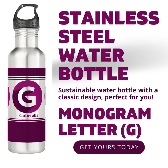 Modern Custom Stylish Name Monogram Letter (G) 710 Ml Water Bottle (Creator Uploaded)