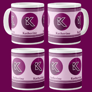 Modern Custom Stylish Name Monogram Letter (K) Large Coffee Mug