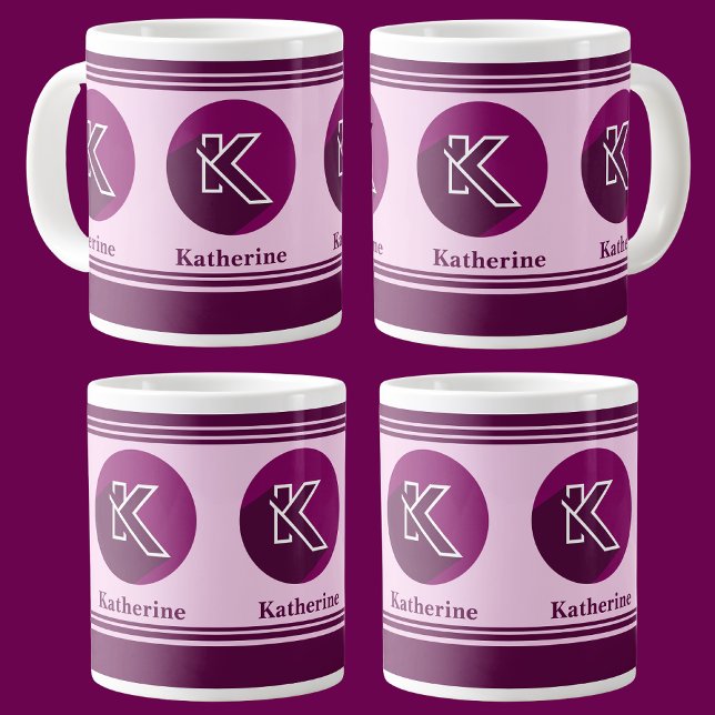 Modern Custom Stylish Name Monogram Letter (K) Large Coffee Mug (Creator Uploaded)