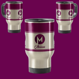 Modern Custom Stylish Name Monogram Letter (M) Travel Mug