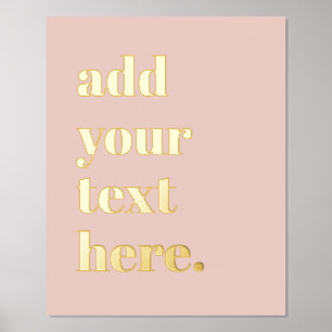 Modern Custom Text Blush Pink Foil Prints