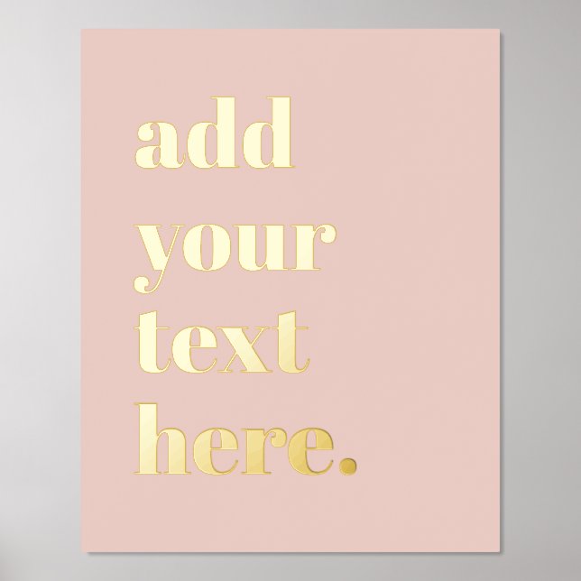 Modern Custom Text Blush Pink Foil Prints (Front)