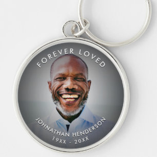 Modern Custom Text Funeral/Memorial Photo Tribute Key Ring