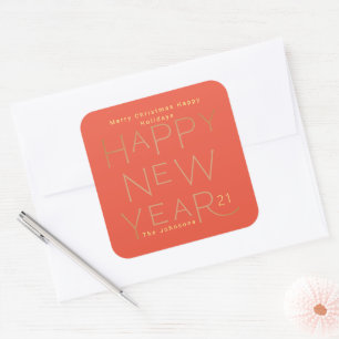 Modern Custom Text Happy New Years Editable Bold Square Sticker
