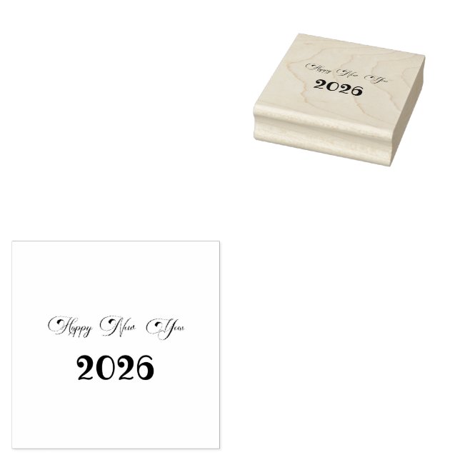 Modern Custom Text Happy New Years Rubber Stamp (Stamped)