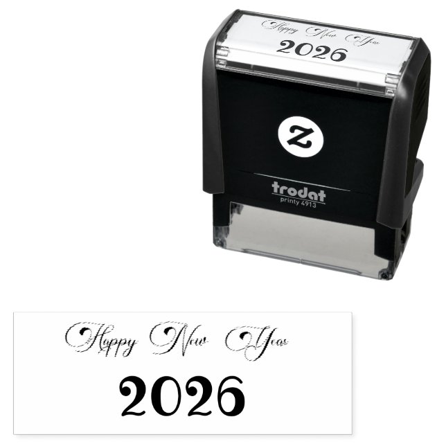 Modern Custom Text Happy New Years Self-inking Stamp (In Situ)