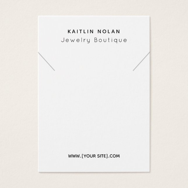 Modern Custom Text Necklace Pendant Display Card (Front)