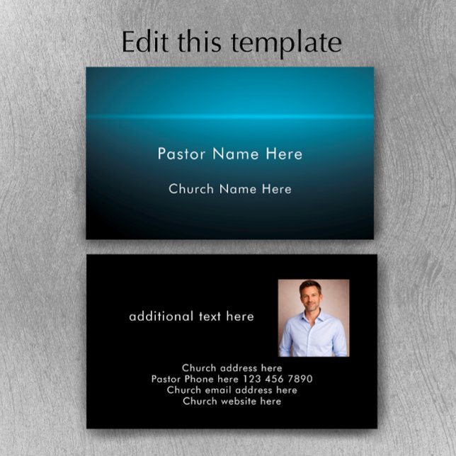 Modern Custom Text With Photo Church Pastor Business Card (Add your custom text to personalize this stylish photo business card template. Modern church pastor.)
