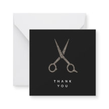 modern CUSTOM thank you scissors Hairdresser card