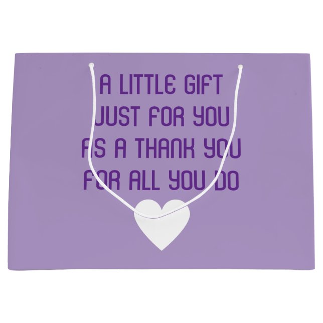 Modern Custom Thanking Message Purple  Large Gift Bag (Front)