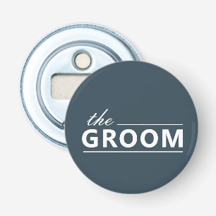Modern Custom The Groom Dusky Green White Text Sel Bottle Opener
