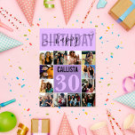 Modern Custom Violet Purple 12 Photo Birthday Card<br><div class="desc">This modern and cute birthday card is perfect for any friend. It features a 12 photo collage grid, handwritten cursive script typography, and two-toned violet purple and pastel purple colour blocks. The card says, "Happy Birthday, (Name), (Age)." It's fun, cool, unique, trendy, simple, minimalist, and girly; the perfect design to...</div>
