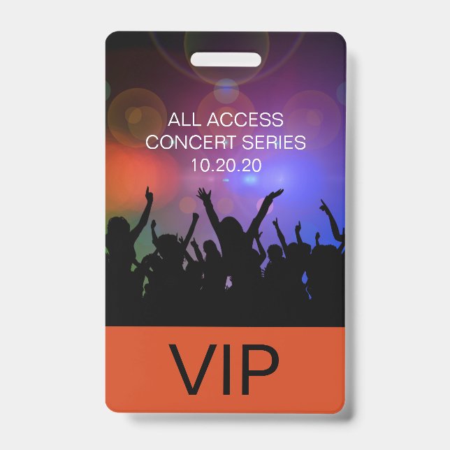 Modern Custom VIP All Access Concert Pass ID Badge (Front)