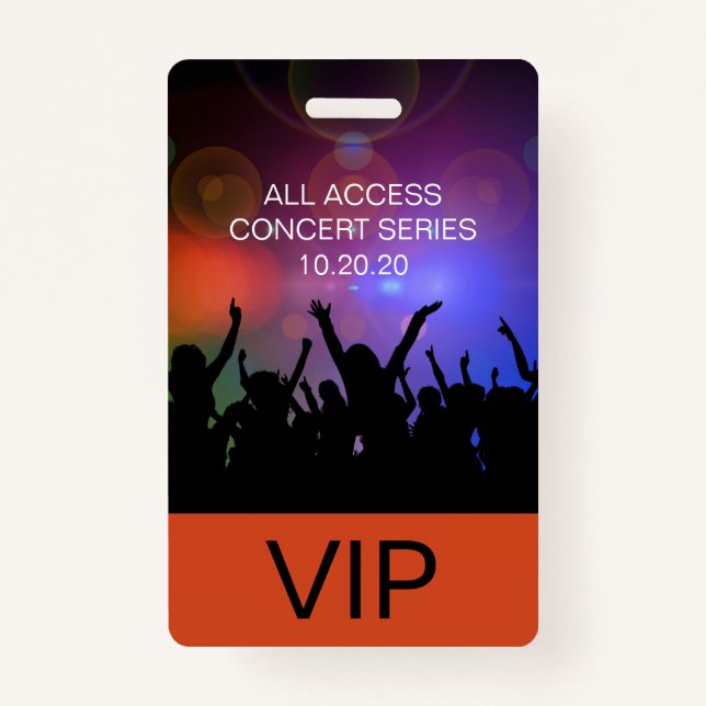 Modern Custom VIP All Access Concert Pass ID Badge (Front)