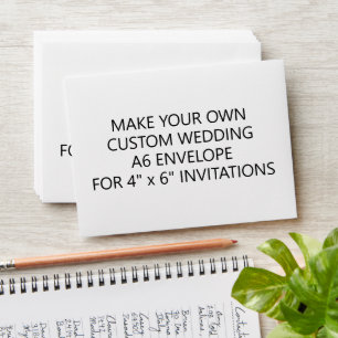 Modern Custom Wedding 4"x6" Invitations A6 Envelope