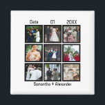Modern Custom Wedding Anniversary 9 Photo Collage Magnet<br><div class="desc">Custom Modern Wedding Anniversary 9 Photo Collage. Personalise this anniversary gift for him,  wedding gift,  Anniversary Collage gift,  Custom collage gift,  personalised wedding photo gift with 9 photos,  wedding day dates and name of couples.</div>