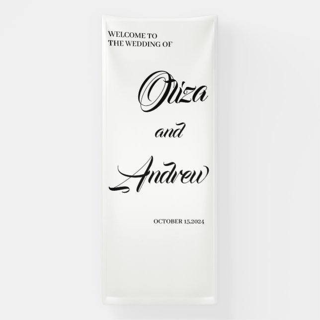 Modern Custom Wedding Couple Name With Date Banner (Vertical)