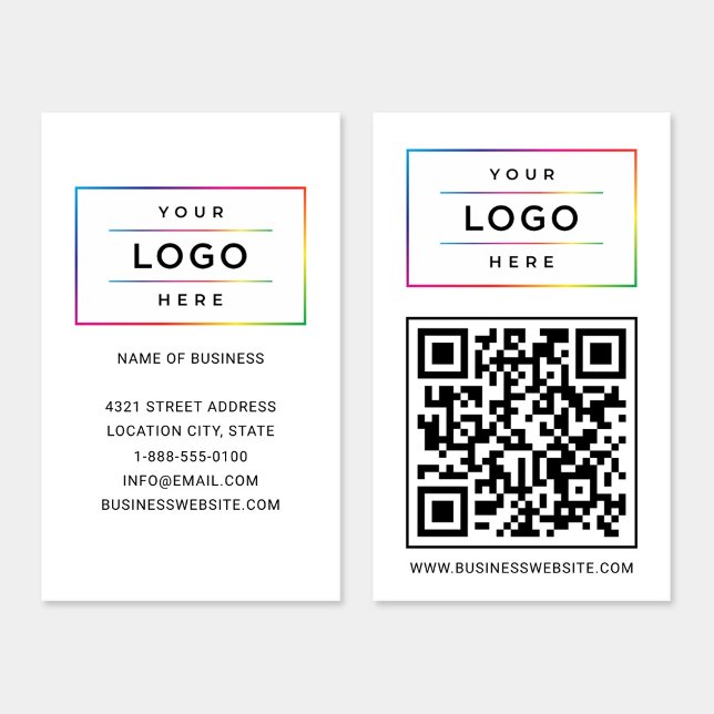 Modern Custom White Business Logo QR Code Card (Creator Uploaded)
