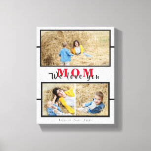 Modern Custom White Love you Mum Photo Collage Canvas Print