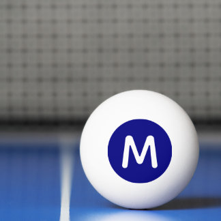 Modern Custom White Monogram on Navy Blue Ping Pong Ball