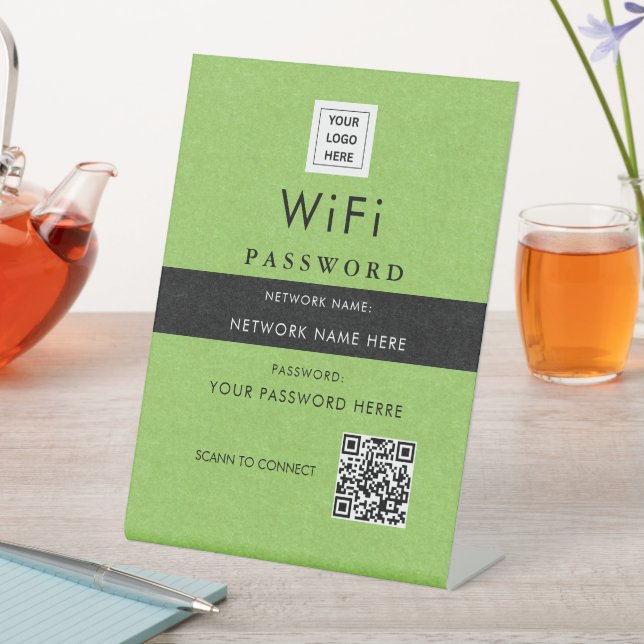 Modern Custom Wi-Fi QR Code Sign with Business Log (In SItu)