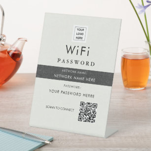 Modern Custom Wi-Fi QR Code Sign with Business Log