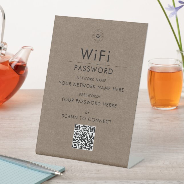 Modern Custom Wi-Fi QR Code Sign with Business Log (In SItu)