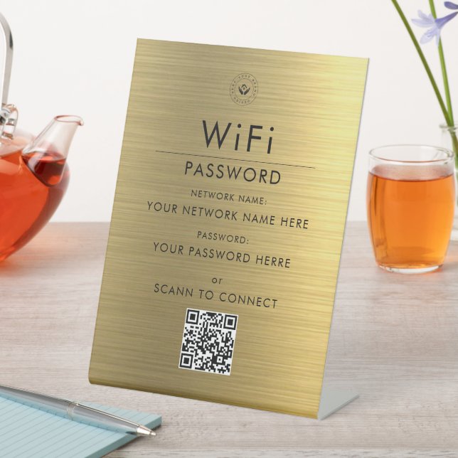 Modern Custom Wi-Fi QR Code Sign with Business Log (In SItu)