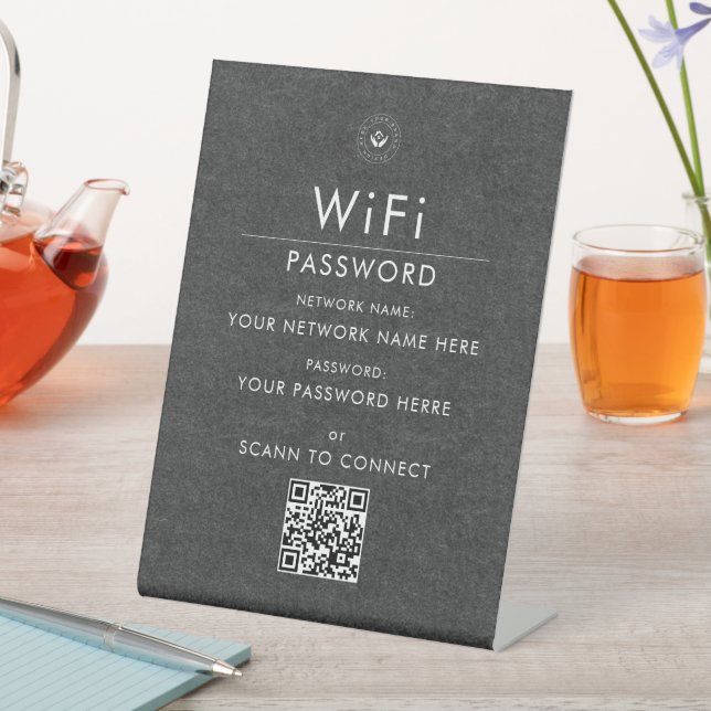 Modern Custom Wi-Fi QR Code Sign with Business Log (In SItu)