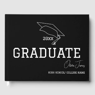 Modern Custom year black graduation Guest Book