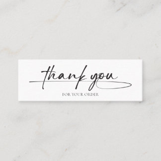 Modern Customer Thank You Handwritten Script Logo Mini Business Card