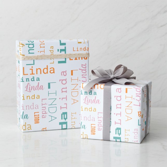 Modern Customisable 5 Letter Name Wrapping Paper (Creator Uploaded)