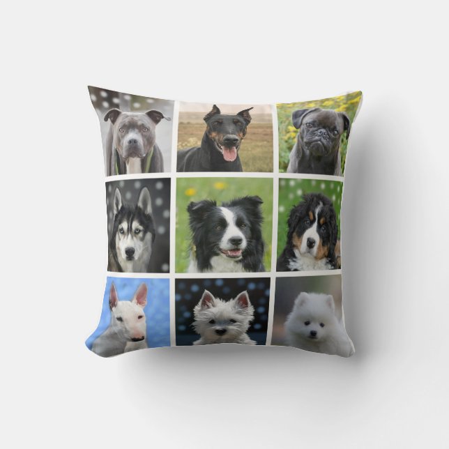 Modern Customisable Black & White Dog Photos  Cushion (Front)