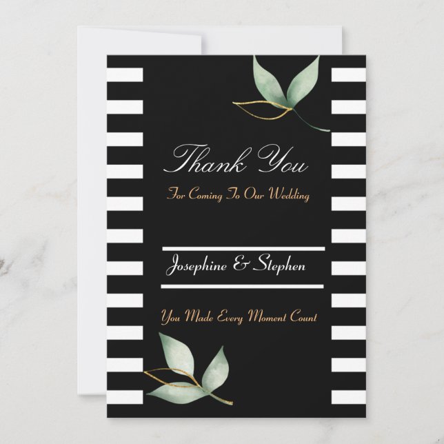Modern Customisable Black & White Thank you Card (Front)