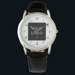 Modern Customisable Business Company Logo Watch<br><div class="desc">Modern Customisable Business Company Corporate Logo gifts. Add your logo or image to this modern, elegant minimalist white design. You can simply add your company logo, image, or personal photo. Editable logo or photo business or individual personal gift for a friend, co-worker, or anyone else. Customisable company business employee staff...</div>