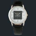 Modern Customisable Business Company Logo Watch<br><div class="desc">Modern Customisable Business Company Corporate Logo gifts. Add your logo or image to this modern, elegant minimalist white design. You can simply add your company logo, image, or personal photo. Editable logo or photo business or individual personal gift for a friend, co-worker, or anyone else. Customisable company business employee staff...</div>
