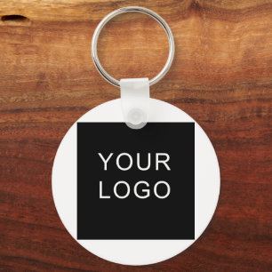 Modern Customisable Business Company Logo White  Key Ring