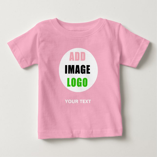Modern Customisable Business Logo Girl Pink Baby T-Shirt (Front)