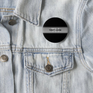 Modern Customisable Layered Text   Black & Grey 6 Cm Round Badge