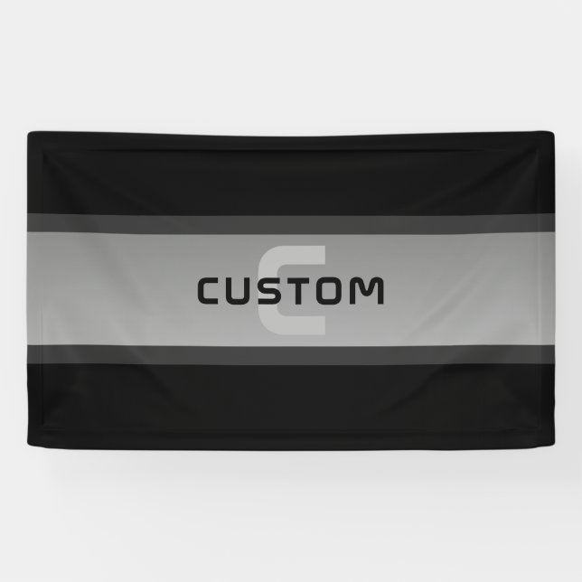 Modern Customisable Layered Text | Black & Grey Banner (Horizontal)