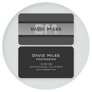 Modern Customisable Layered Text Black & Grey Business Card
