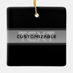 Modern Customisable Layered Text   Black & Grey Ceramic Ornament