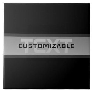 Modern Customisable Layered Text   Black & Grey Ceramic Tile