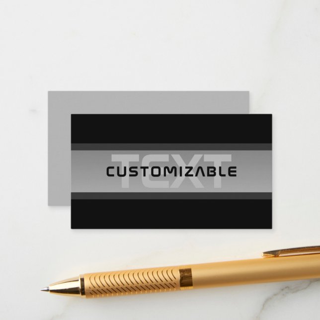 Modern Customisable Layered Text | Black & Grey Enclosure Card (Front/Back In Situ)
