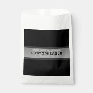 Modern Customisable Layered Text Black & Grey Favour Bag