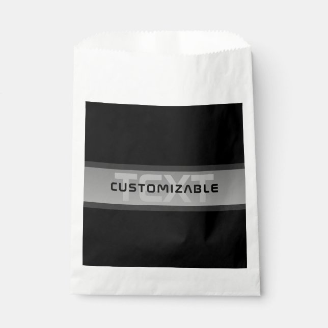 Modern Customisable Layered Text | Black & Grey Favour Bag (Front)